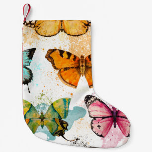 Watercolor Butterfly Seamless Delicate Pattern Small Christmas Stocking