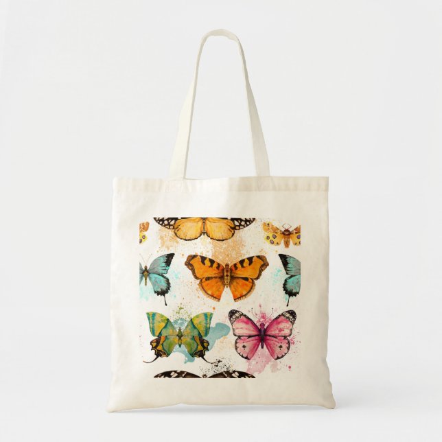Watercolor Butterfly Seamless Delicate Pattern Tote Bag (Front)