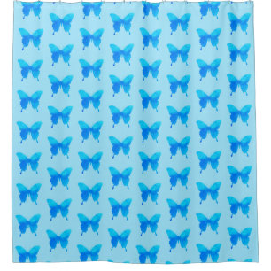 Watercolor Butterfly - Shades of Sky Blue Shower Curtain