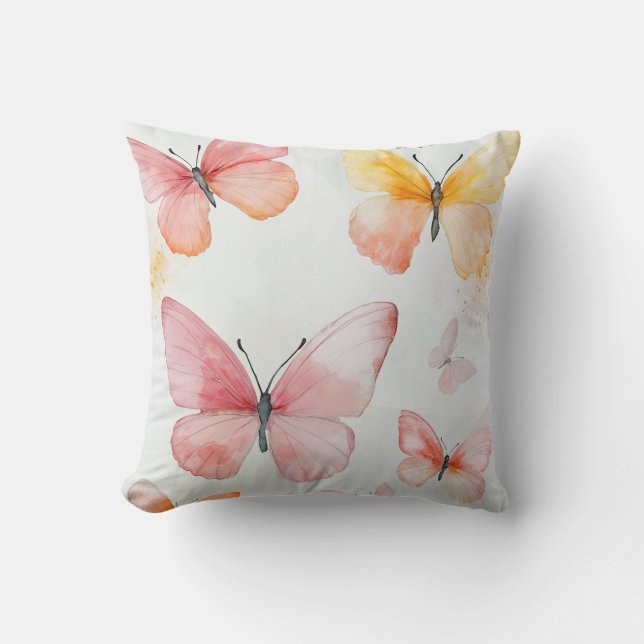 Watercolor Butterfly Throw Pillow (Front)