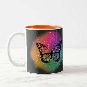 Watercolor Butterfly Two-Tone Coffee Mug