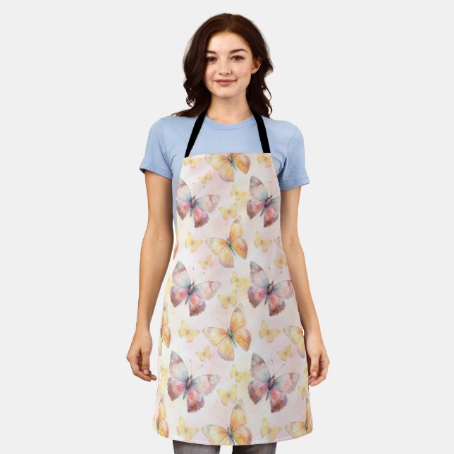 Watercolor Butterfly Whimsy Apron (Worn)
