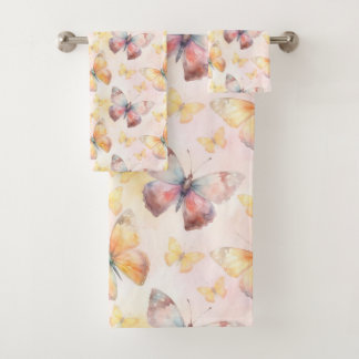 Watercolor Butterfly Whimsy Bath Towel Set