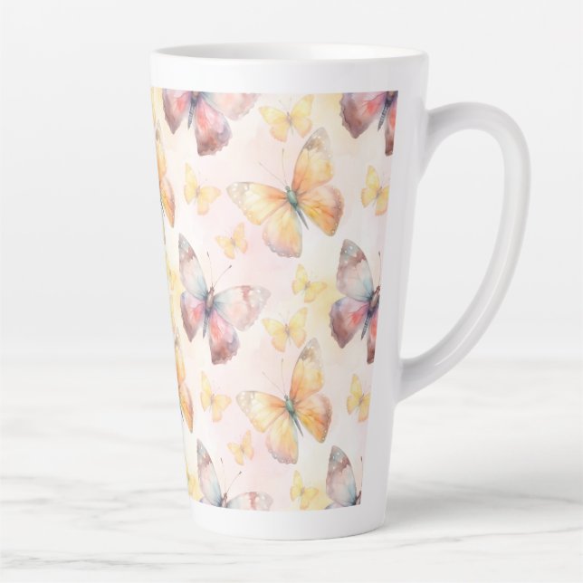 Watercolor Butterfly Whimsy Latte Mug (Right)