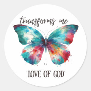 Watercolor butterfly with Christian quote: "God's  Classic Round Sticker