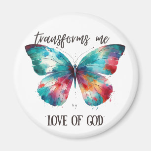 Watercolor butterfly with Christian quote: "God's Magnet