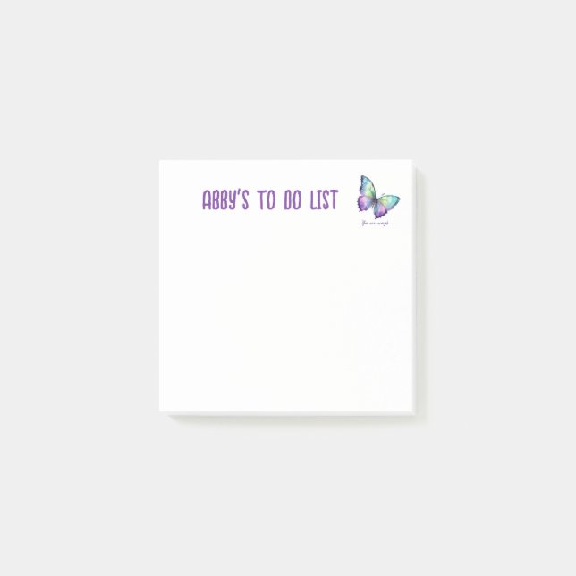 Watercolor Butterfly You are Enough Reminder  Post-it Notes (Front)
