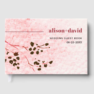 Watercolor bwash and branch Japandi wedding Guest Book