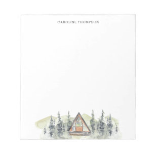 Watercolor Cabin Personalised Notepad