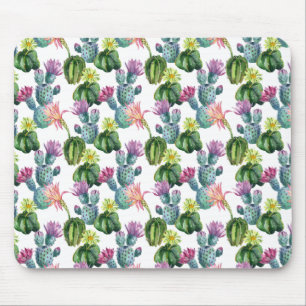 Watercolor Cacti Art Pattern Mouse Pad