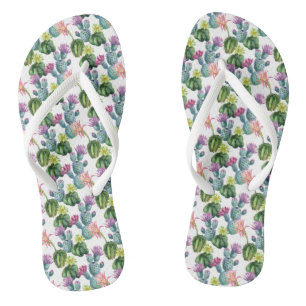 Watercolor Cacti Art Pattern Thongs