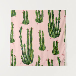Watercolor Cacti: Blossoming Seamless Pattern Tapestry