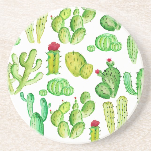 Watercolor Cacti Coaster (Front)