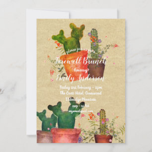 Watercolor CACTI Farewell Party Rustic Invitations