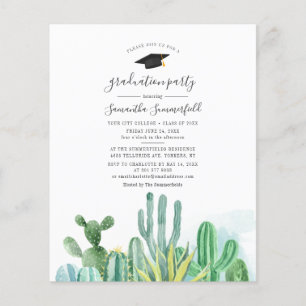 Watercolor Cacti Graduation 2025 Party Invitation