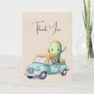 Watercolor Cacti In Retro Truck Card