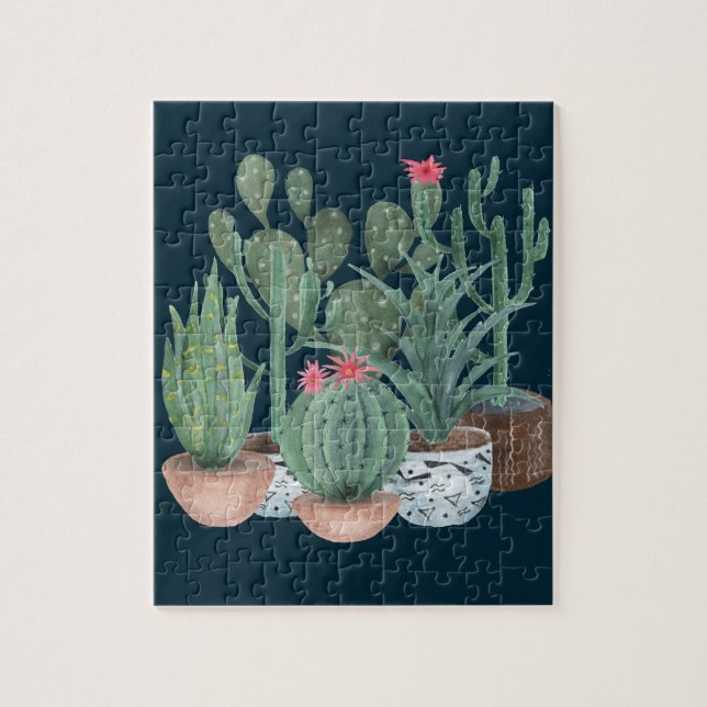 Watercolor cacti. jigsaw puzzle (Vertical)