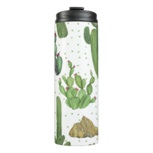 Watercolor cacti, seamless natural pattern. thermal tumbler