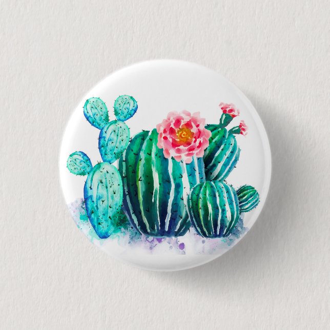 watercolor Cactus 3 Cm Round Badge (Front)