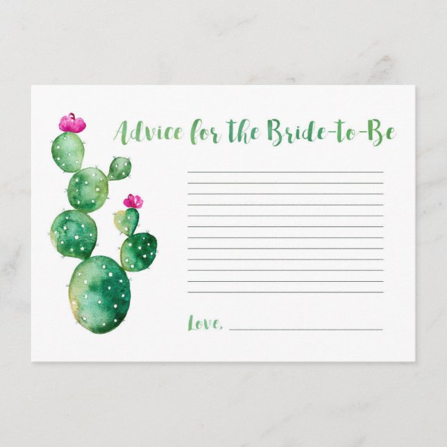 Watercolor Cactus Advice for Bride to Be Card (Front)