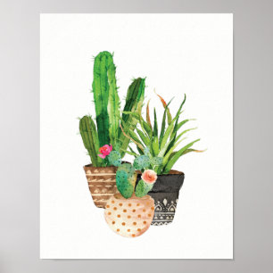 Watercolor Cactus and Succulent Group Poster