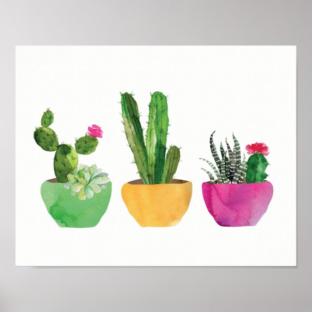 Watercolor Cactus and Succulent Print (Front)