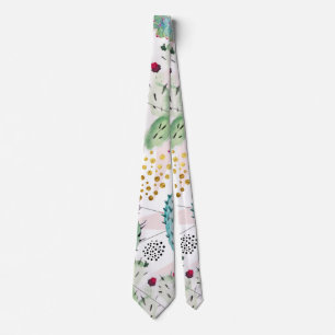 watercolor cactus and triangles pattern tie