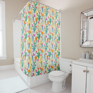 Watercolor Cactus Art Pattern Desert Colourful Fun Shower Curtain