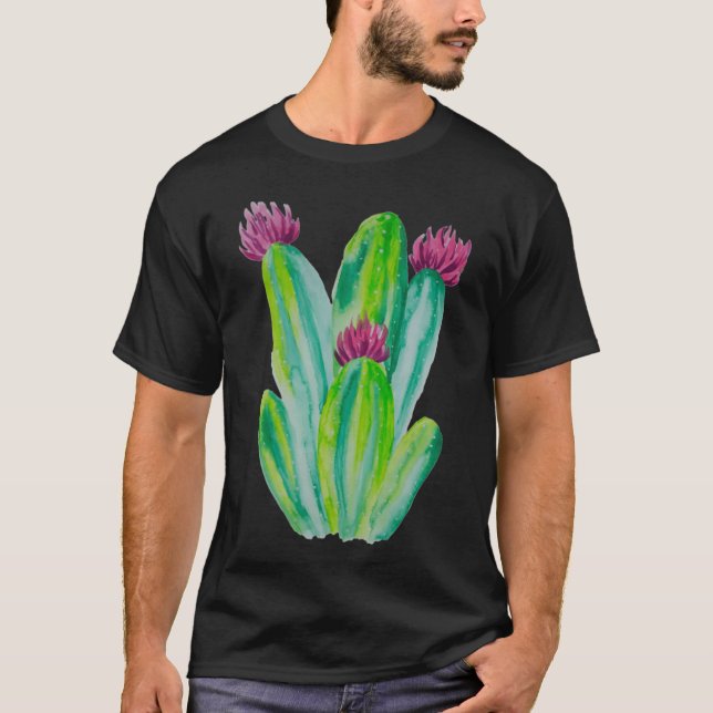 Watercolor Cactus Art T-Shirt (Front)