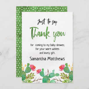 watercolor Cactus Baby Shower Thank You Card