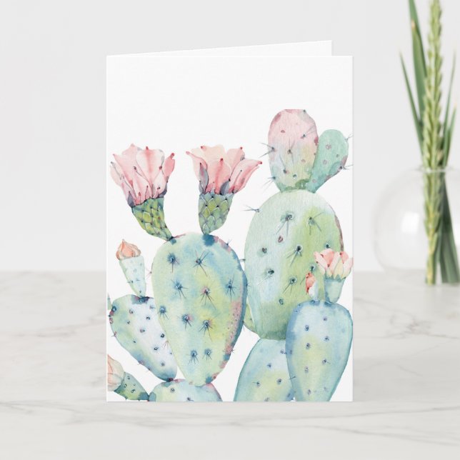 Watercolor Cactus, Birthday Card (Front)