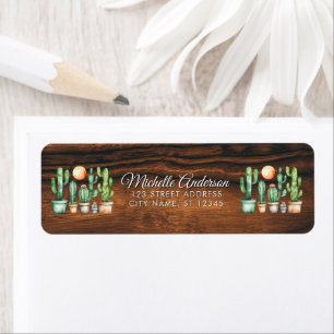 Watercolor Cactus Cacti Desert Succulent Wood Return Address Label