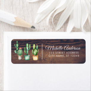 Watercolor Cactus Cacti Desert Succulent Wood Return Address Label