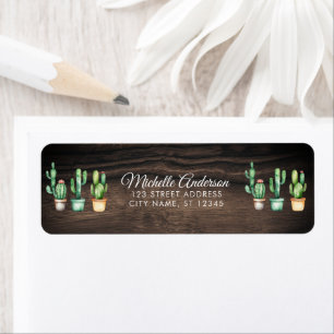 Watercolor Cactus Cacti Desert Succulent Wood Return Address Label