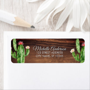 Watercolor Cactus Cacti Desert Succulent Wood Return Address Label