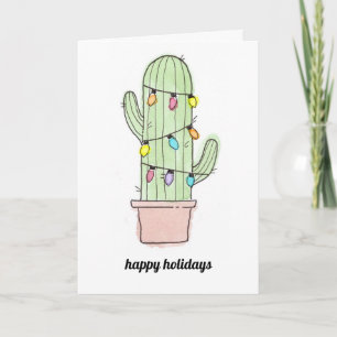 Watercolor Cactus Christmas Card