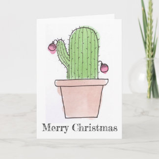 Watercolor Cactus Christmas Card