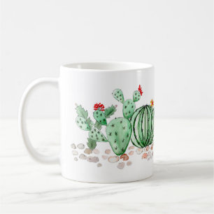 watercolor, cactus coffee mug