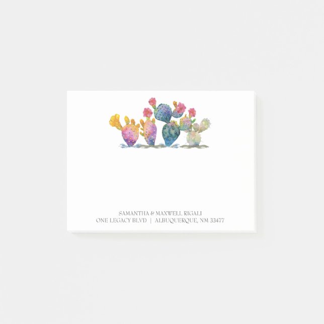 Watercolor Cactus Custom Sticky Notes (Front)