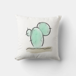 watercolor cactus desert arizona hand drawn green cushion