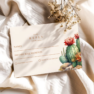 Watercolor Cactus Desert Landscape Wedding RSVP Card