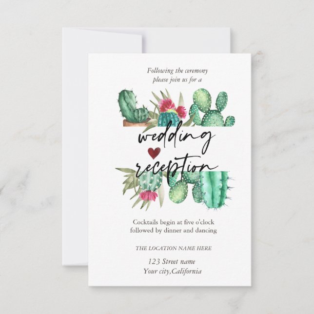 Watercolor Cactus Dots Reception  Invitation (Front)
