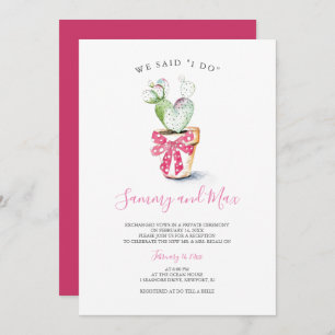 Watercolor Cactus Elopement Reception Invitations