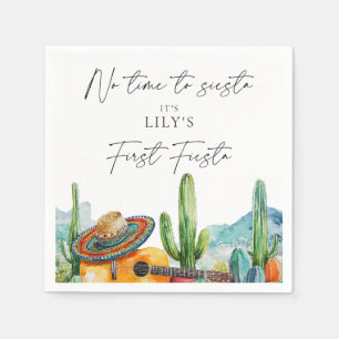 Watercolor Cactus First Fiesta 1st Birthday Party Napkin