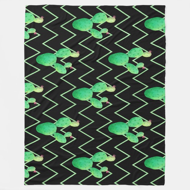Watercolor Cactus Fleece Blanket (Front)