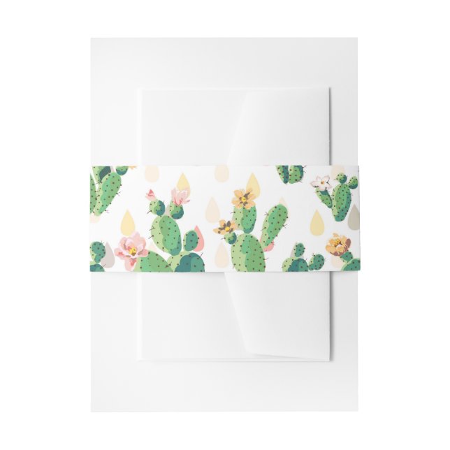 Watercolor Cactus Floral Belly Band Invitation Belly Band (Front Example)