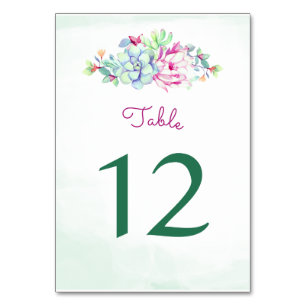 Watercolor Cactus Flower Table Number Cards