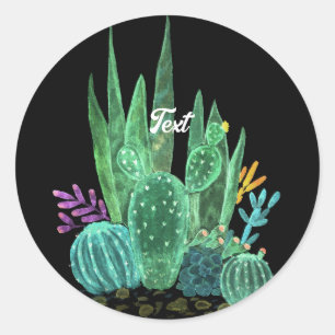 Watercolor, cactus, flowers large clock  classic round sticker