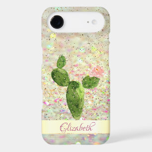 Watercolor Cactus, Glitter Bokeh - Personalized