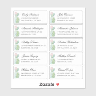 Watercolor cactus guests address. Shipping labels